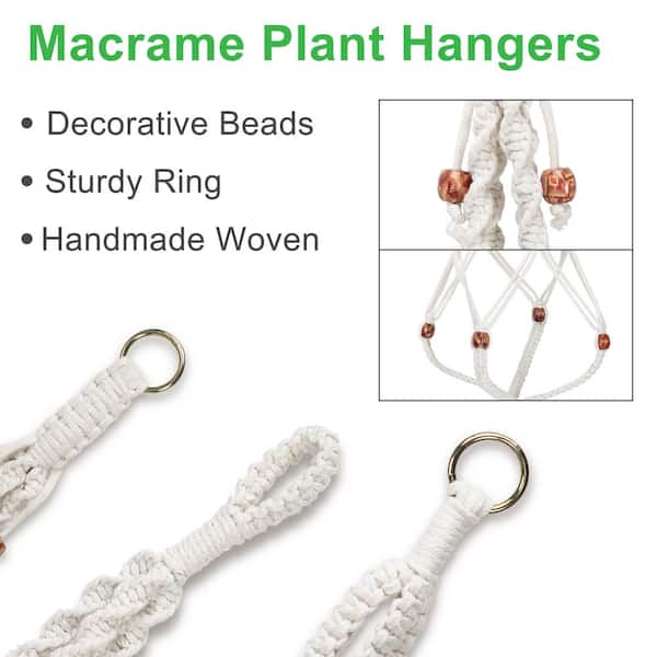 Plant Hanger with Hooks Indoor Handmade 3 Tier Cotton Rope Hanging 1 1 Pack 