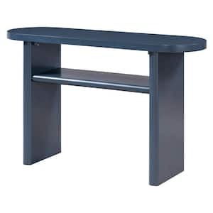 47.8 in. Navy Specialty MDF Console Table with Storage Shelf and Rounded Edge Top