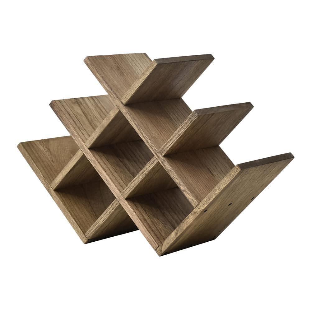 3-Tier Dark Brown Wooden Wine Bottle Rack for Countertop Storage, Holds 8 Bottles