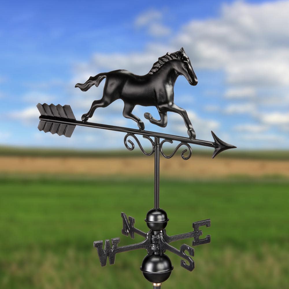 Black Aluminum Galloping Horse Rooftop Weathervane
