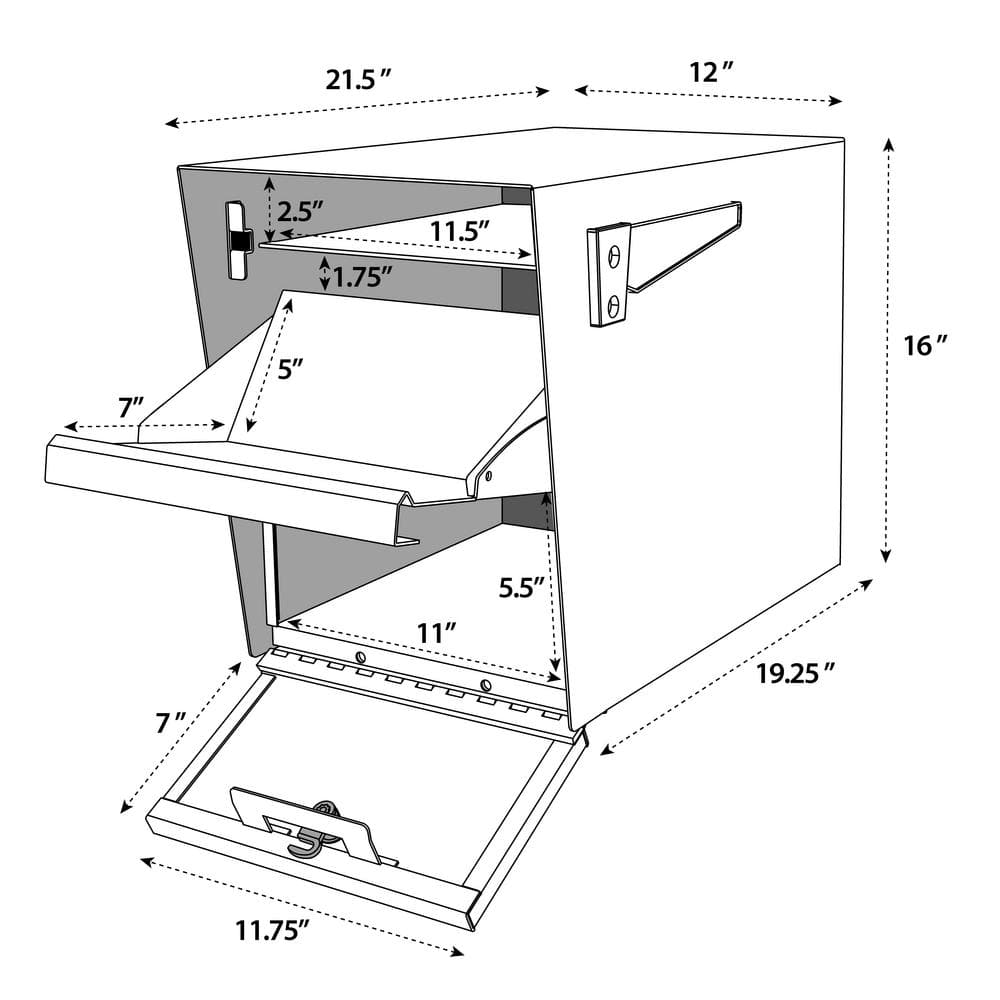 Black Steel Locking Post-Mount Security Mailbox