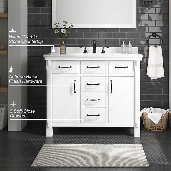 Home Decorators Collection Bellington 42 In W Bath Vanity White With Engineered Stone Top Basin 42w - Ikea Canada 48 Bathroom Vanity