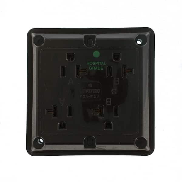 20 Amp 125 V Hospital Grade Quadplex Outlet/Receptacle, Brown (1-Pack) 21254-H