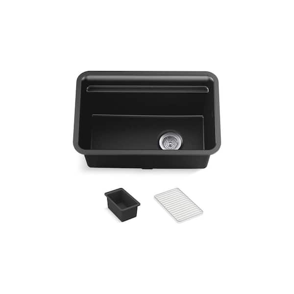 Cairn 18-5/16 in. x 27-1/2 in. x12-5/8 in. Composite Undermount Utility Sink in Matte Graphite
