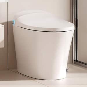 1-Piece 1/1.27 GPF High Efficiency Dual Flush Elongated Toilet in White with Heated Seat and Slow-Close, Seat Included