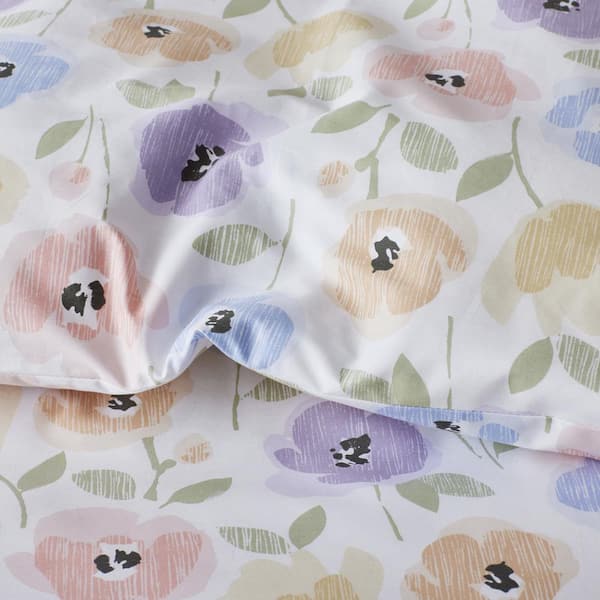 Company Kids Pastel Poppies Organic Cotton Percale Comforter Set