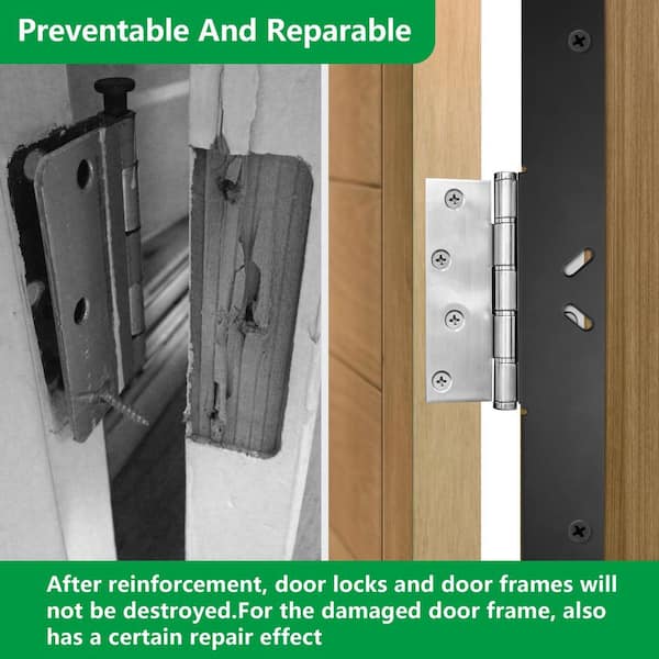 Angel Sar - 46" Heavy Duty Door Reinforcement Set, Door Frame Included 9/64" Long Drill Bit & Door Seal for Jamb Frame & Hinges