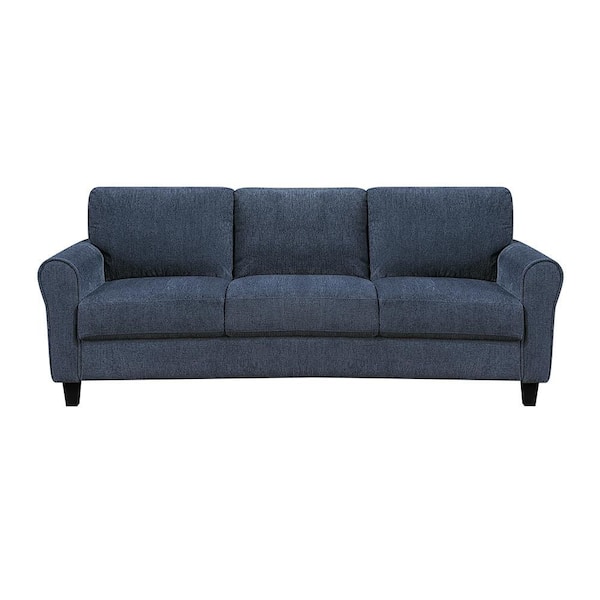 Aleron 80.58 in W Flared Arm Chenille Fabric Rectangle Sofa in Blue