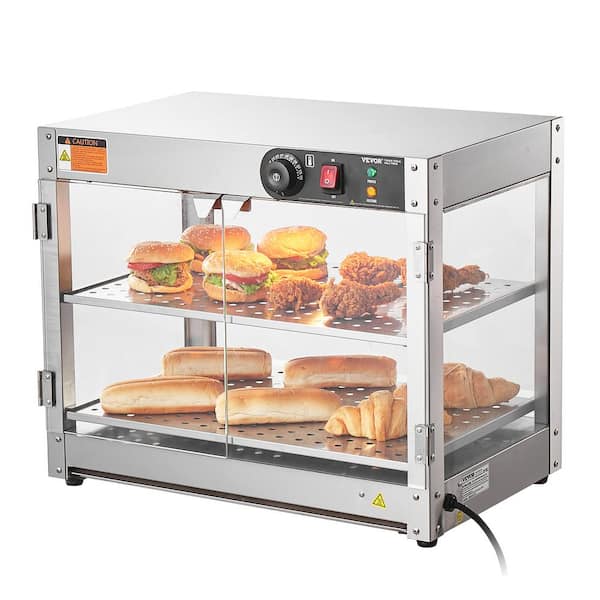 VEVOR Commercial Food Warmer Display 61 qt. in Silver 2-Tier 800W Buffet Server 2 Warming Sections