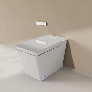 Rectangular Bidet Toilet 1.28 GPF in White with Auto Open/Close Lid, Toilet Bowl Moisture, Night Light, Lady Wash