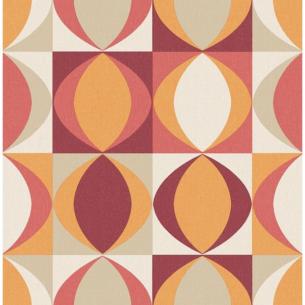 A-Street Prints Archer Red Linen Geometric Red Wallpaper Sample