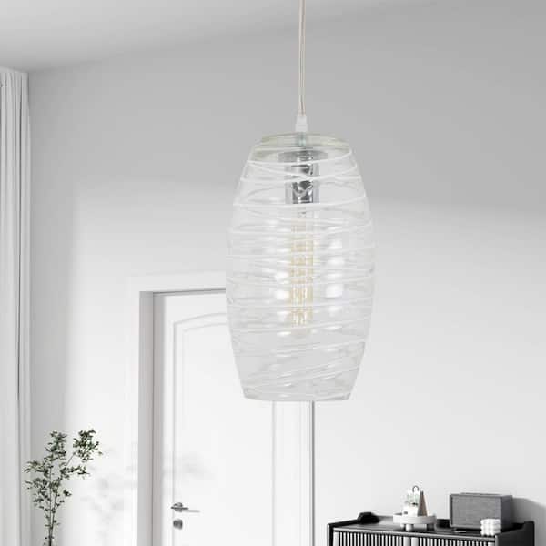 Maxax Lincoln 60-Watt 1-Light 12 in. White Modern Island Dimmable Mini Pendant Light Dining Kitchen Lighting With Glass Shade