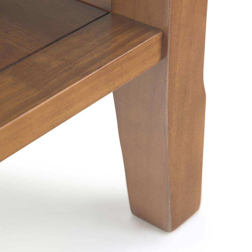 Acadian Solid Wood 14" Light Golden Brown Narrow Side Table with Storage