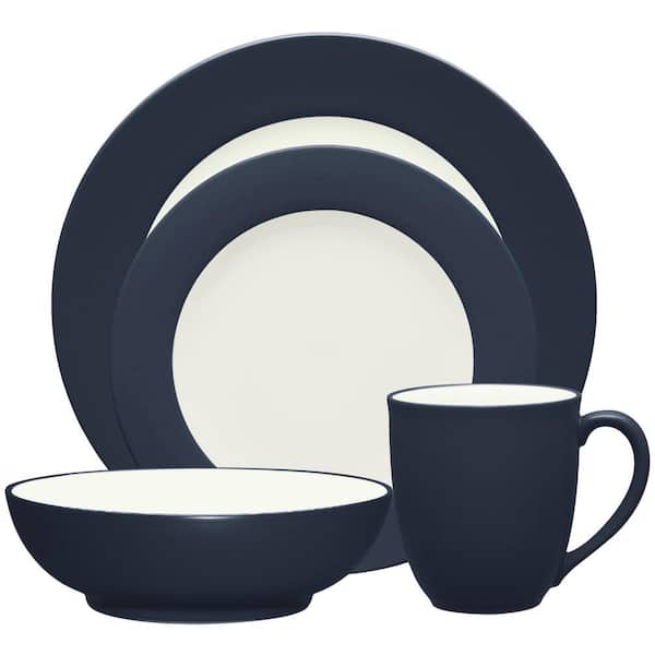 Colorwave Navy 4-Piece (Blue) Stoneware Square Place Setting, Service for 1