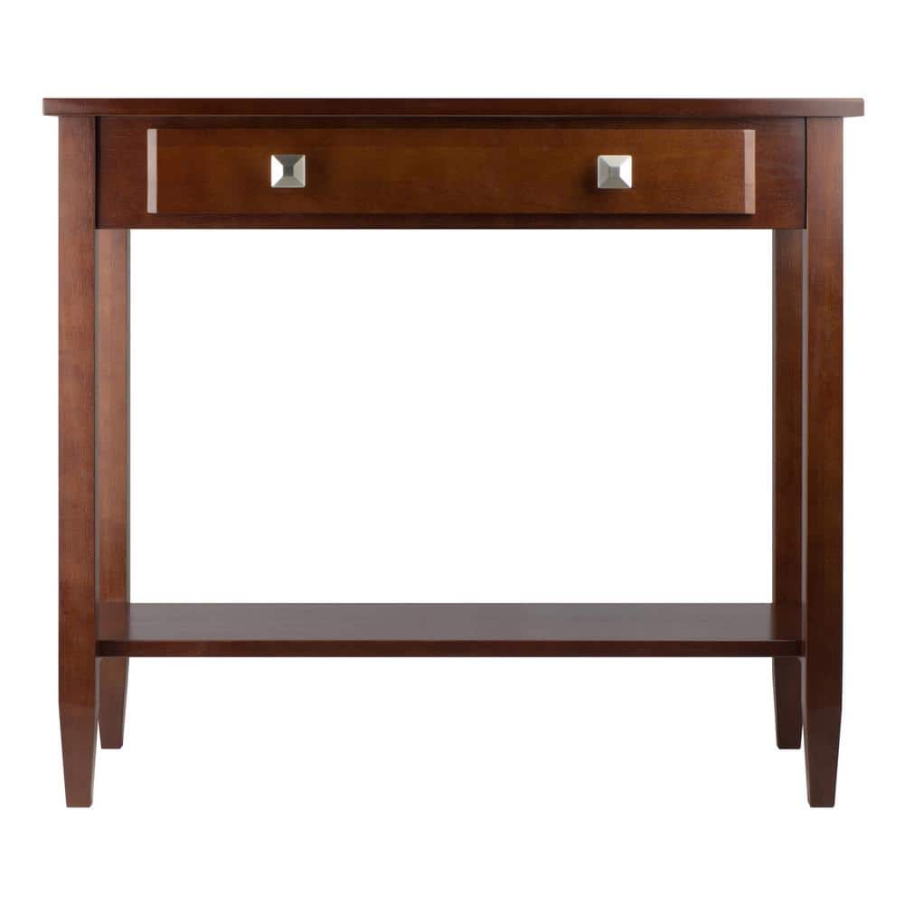 Winsome Richmond Mid-Century Modern Walnut Wood Console Table with Storage
