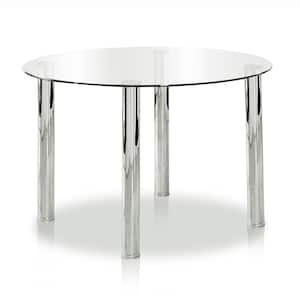 Cardigan 45 in. Round Chrome Glass Dining Table