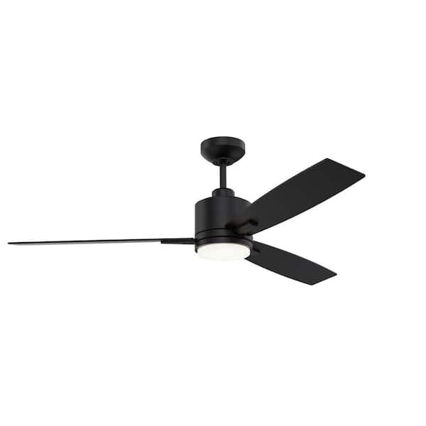 Kendal Lighting Nuvel 52 in. Outdoor Black Standard Ceiling Fan with True White Integrated LED with Remote Included
