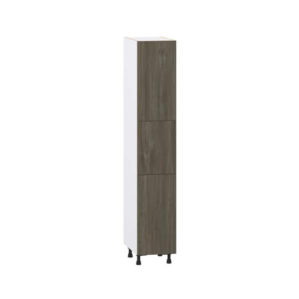 Timberline 15 in. W x 84.5 in. H x 24 in. D in Slab Walnut Assembled Pantry Kitchen Cabinet with 4 Shelves