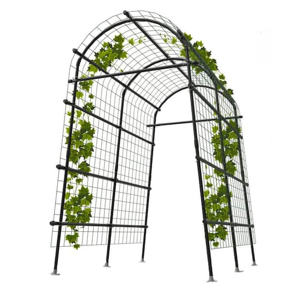 83 in. x 50 in. Polyethylene-Coated Stainless Steel Extra Tall Garden Arch Trellis Outdoor Arbor with Netting Clips