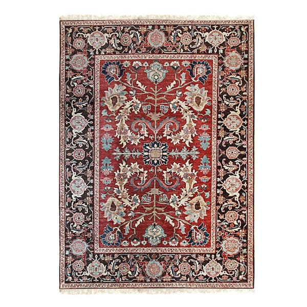 EORC Red Hand Knotted Wool Traditional Heriz Weave Rug, 8' x 11'