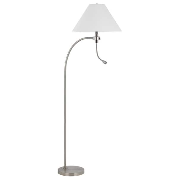 CAL Lighting 67.5 in. Height Brushed Steel Standard Metal Floor Lamp With Fabric Shade