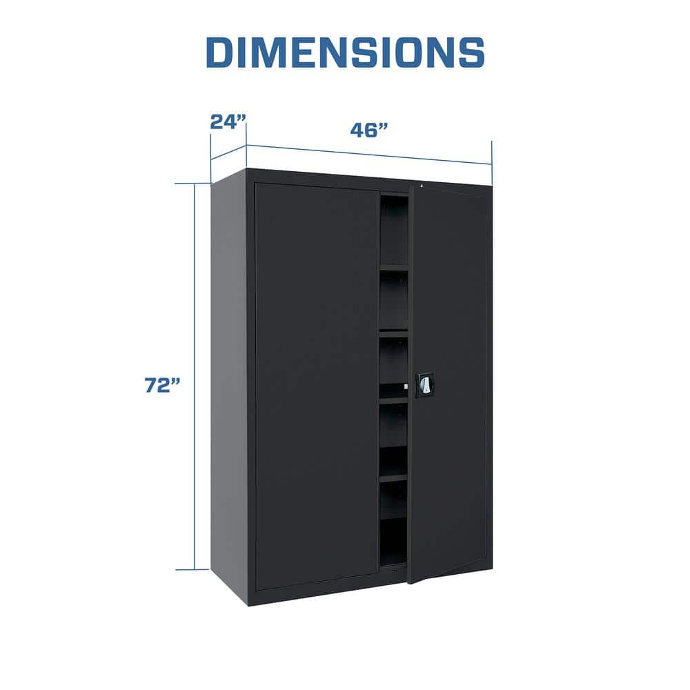 Black Full Height Steel Office Storage Cabinet with Adjustable Shelving