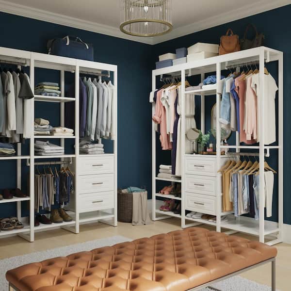Alta 4-Door Wardrobe Cabinet Plus Drawers - White - Customizable