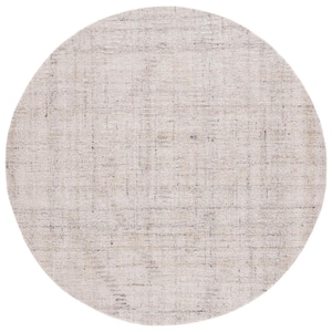 Abstract Ivory/Gray 6 ft. x 6 ft. Distressed Diamond Round Area Rug