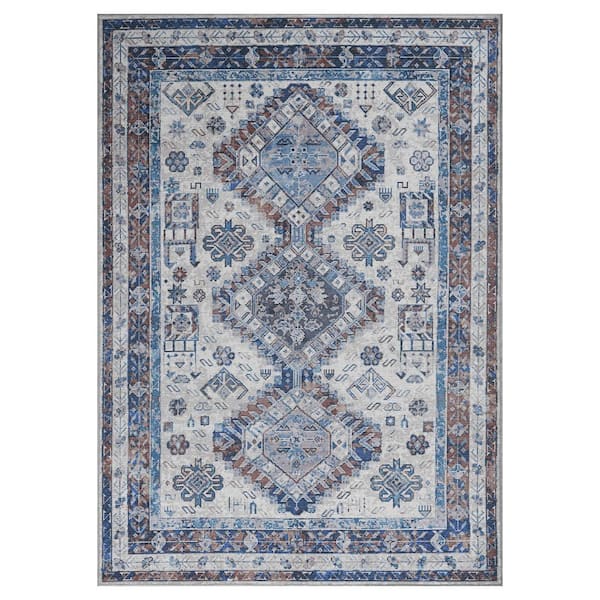 Alaska Beige/Red 8 ft. x 10 ft. Medallion Area Rug
