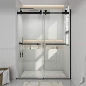 59.6-60.6 in. W x 76 in. H Frameless Glass Shower Door in Matte Black with 10mm Glass Certified by SGCC