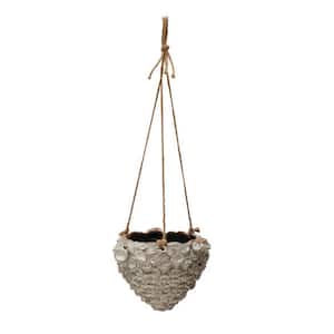 7.5 in. x 5.37 in. Ivory Stoneware Indoor Hanging Baskets (1-Pack)