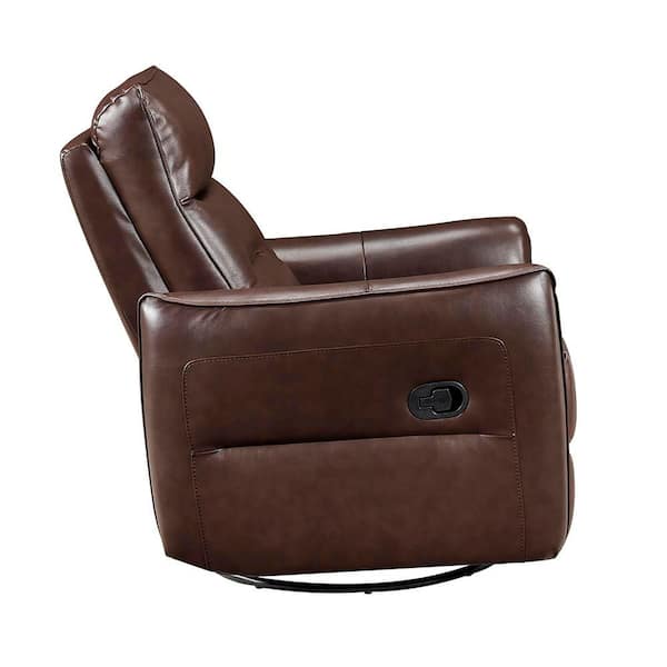 Lazzara Bradford Brown Leather Manual Swivel Glider Recliner