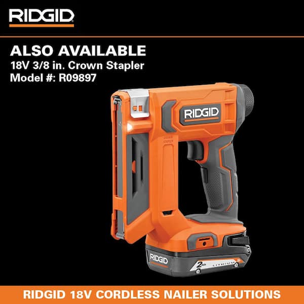 RIDGID - Pneumatic 18-Gauge 1-1/2 in. Finish Stapler with Contractor's Bag