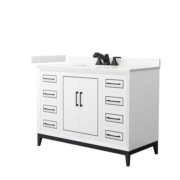 Wyndham Collection Marlena 48 in. W x 22 in. D x 35.25 in. H Single Bath Vanity in White with Giotto Quartz Top