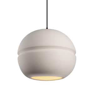 Radiance Collection Sphere 1-Light Bisque/Matte Black Ceramic Pendant Light with Bisque Shade