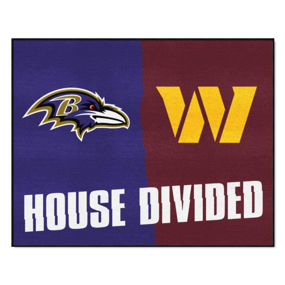 FANMATS NFL Ravens/Commanders Multi-Colored 3 ft. x 3.5 ft. House Divided  Area Rug 27589 - The Home Depot