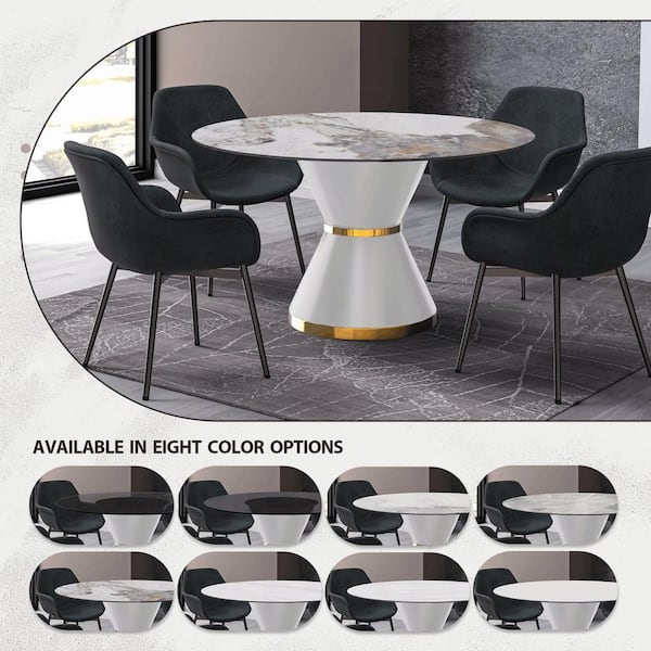 Leisuremod Modern Dining Table with a Round Sintered Stone