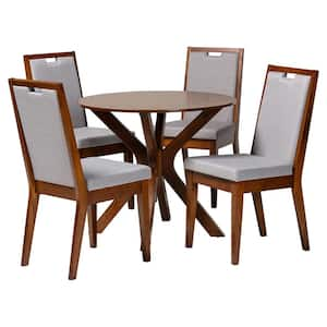 Eira Grey and Walnut Brown 5-Piece Dining Set