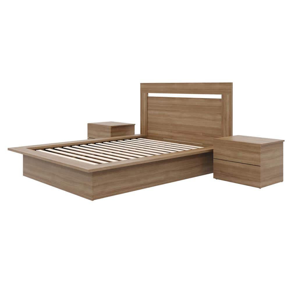 Malibu Brown Oak 4-Piece Modern Bedroom Set