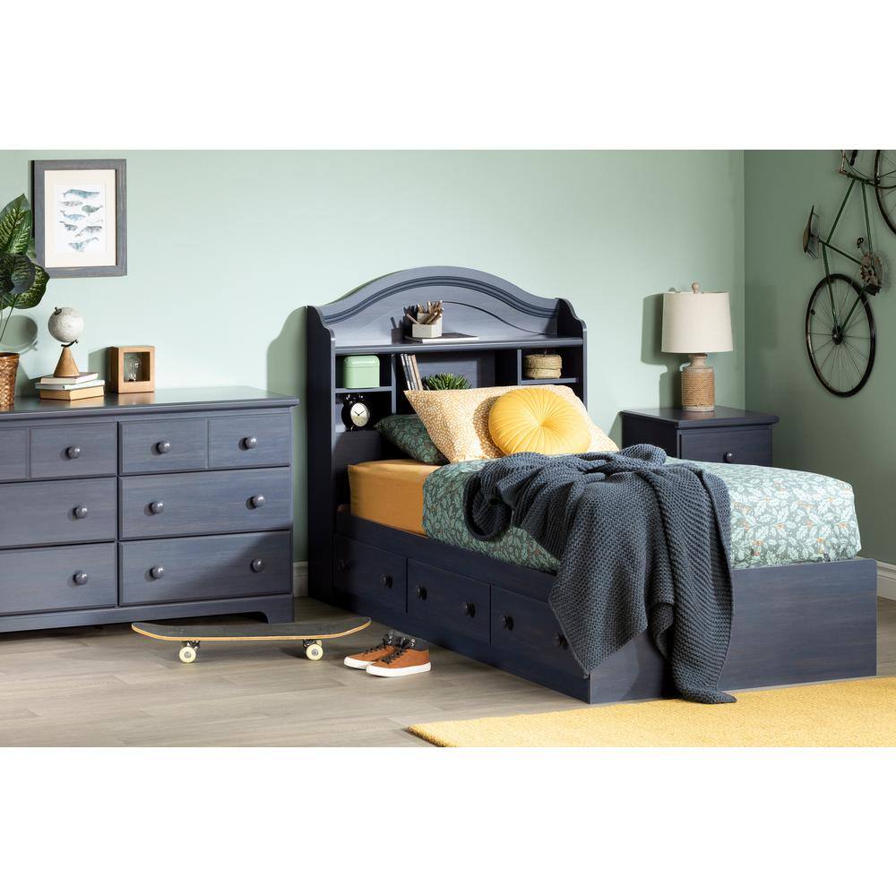 Summer Breeze Blue Twin Wood Platform Bed with Storage