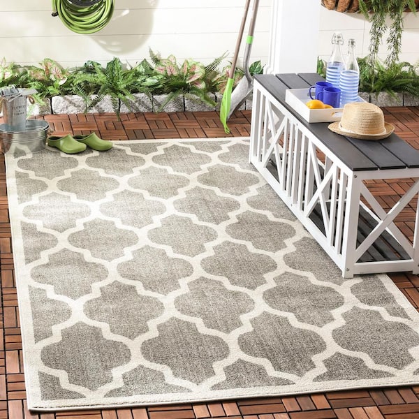 Amherst Dark Gray/Beige 5 ft. x 8 ft. Geometric Trellis Area Rug
