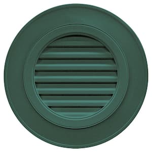 28 in. x 28 in. Round Green Plastic Built-in Screen Gable Louver Vent