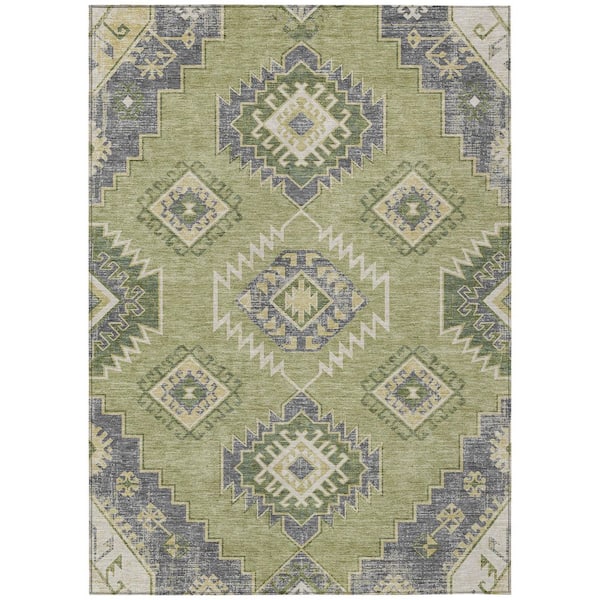 Chantille Machine Washable Indoor/Outdoor Abstract ACN3011 Aloe 9 ft. x 12 ft. Area Rug