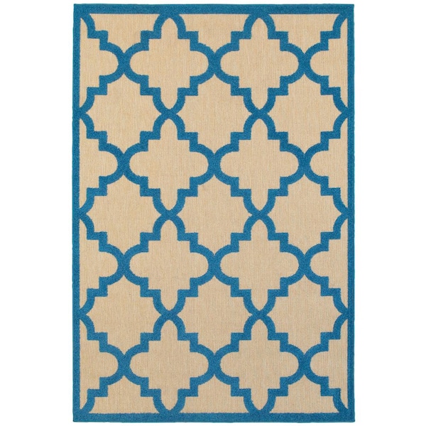 Marina Blue 10 ft. x 13 ft. Outdoor Patio Area Rug