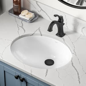 Elavo 19-1/4 in. Oval Porcelain Ceramic Undermount Bathroom Sink in White with Overflow Drain
