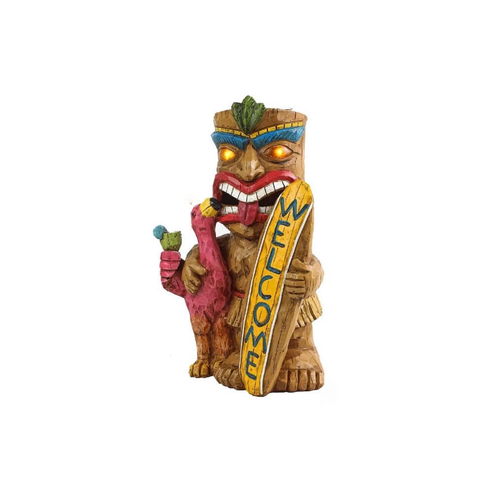 11 in. Brown Resin Solar Statue Outdoor Decor HPBQ35M79H - The