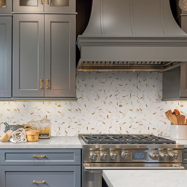 Calacatta Gold 2 in. Hexagon 12 in. x 13 in. x 0.24 in. Matte Porcelain Mesh-Mounted Mosaic Tile (14.85 sq. ft. /Case)