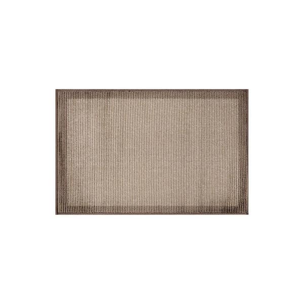 Modern Geometric Stripe Bordered Area Rug for Living Room, Bedroom, or Entryway 2 ft. x 3 ft. Beige