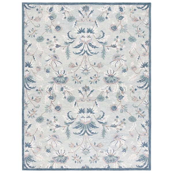 Blossom 8 ft. x 10 ft. Gray/Ivory Floral Abstract Area Rug