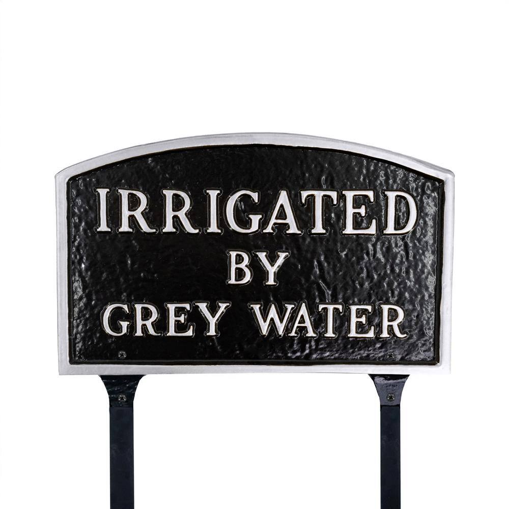 13 in. x 21 in. Large Arch Irrigated by Grey Water Statement Plaque Sign with Lawn Stakes - Black/Silver price history on PriceWatchPro